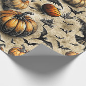 Pumpkins, Crows, and Bats Halloween Pattern (2) Cadeaupapier (Hoek)