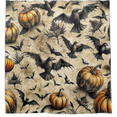 Pumpkins, Crows, and Bats Halloween Pattern (2) Douchegordijn (Voorkant)
