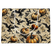 Pumpkins, Crows, and Bats Halloween Pattern (2) Groot Cadeauzakje (Voorkant)