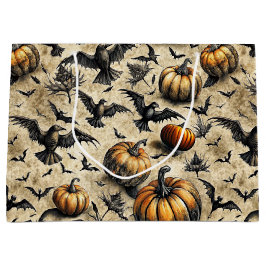Pumpkins, Crows, and Bats Halloween Pattern (2) Groot Cadeauzakje