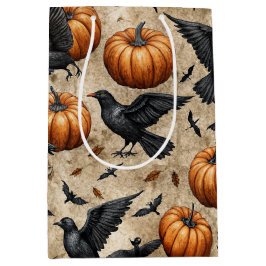 Pumpkins, Crows, and Bats Halloween Pattern Medium Cadeauzakje
