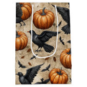 Pumpkins, Crows, and Bats Halloween Pattern Medium Cadeauzakje (Achterkant)