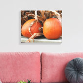 Pumpkins Dried Corn Stalks Autumn Canvas Afdruk (Insitu (Woonkamer))