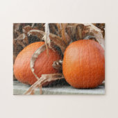 Pumpkins Dried Corn Stalks Autumn Legpuzzel (Horizontaal)