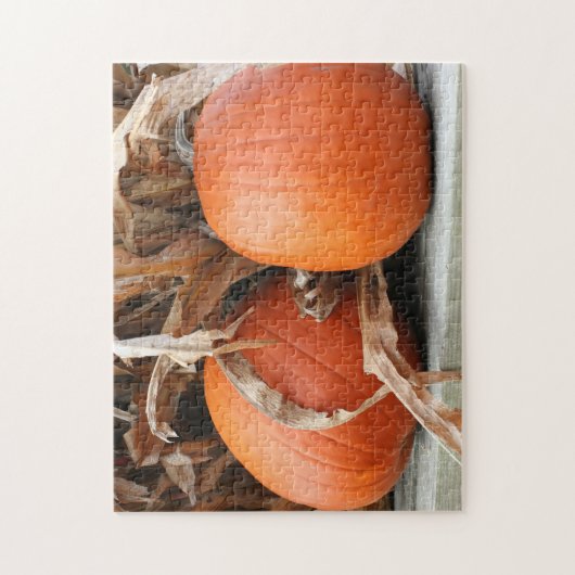Pumpkins Dried Corn Stalks Autumn Legpuzzel (Verticaal)