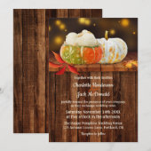 Pumpkins Fall Leaves Rustic Wedding Invitation Kaart (Voorkant / Achterkant)