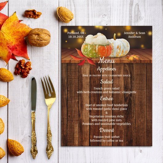 Pumpkins Fall Wedding of Thanksgiving Menu
