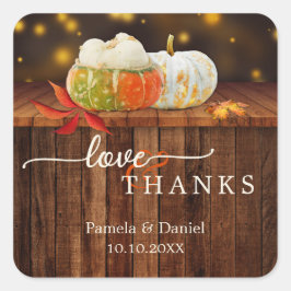 Pumpkins Festive Fall Weddenschap Dank je wel Vierkante Sticker