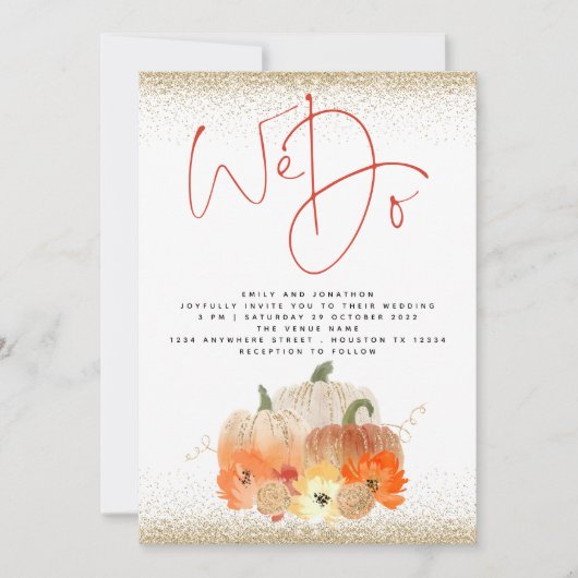 Pumpkins Florals Gold Glitter We doen een Script W Kaart (Voorkant)