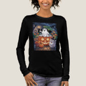 Pumpkins For Sale & Caffeine Ghost & Cat Tri-Blend Shirt (Voorkant)