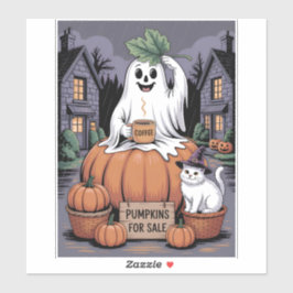 Pumpkins For Sale & Caffeine Ghost-Cat V2 Stickers