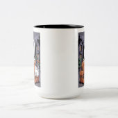 Pumpkins For Sale & Caffeine Ghost & Cat V2 Tweekleurige Koffiemok (Center)