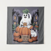 Pumpkins For Sale & Caffeine Ghost & Cat V2 Wandkleed (Voorkant)