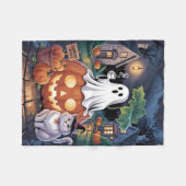 Pumpkins For Sale & Caffeine Ghost With Cat Fleece Deken (Voorkant (Horizontaal))