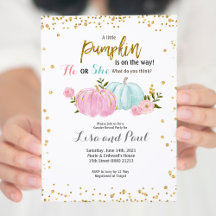 Pumpkins Gender Reveal Roze Blauwe Uitnodiging