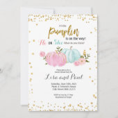 Pumpkins Gender Reveal Roze Blauwe Uitnodiging (Voorkant)