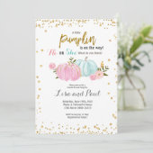 Pumpkins Gender Reveal Roze Blauwe Uitnodiging (Staand voorkant)