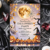 Pumpkins, Ghost & Full Moon Spooky Halloween Party Kaart