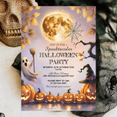 Pumpkins, Ghost & Full Moon Spooky Halloween Party Kaart