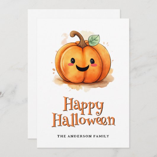 Pumpkins Ghosts Kinder Halloween Kaart (Voorkant / Achterkant)