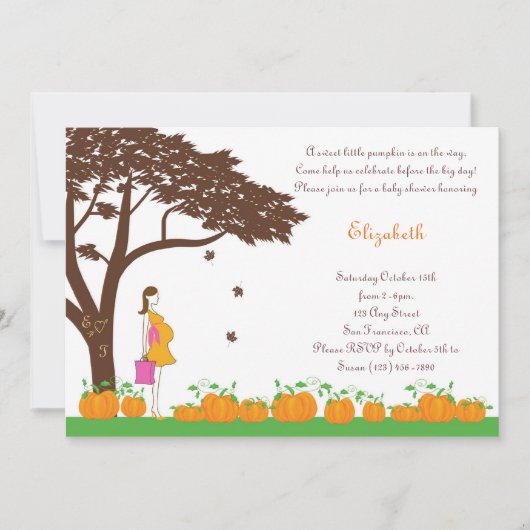 Pumpkins Girl Baby Shower Invitations Kaart (Voorkant)