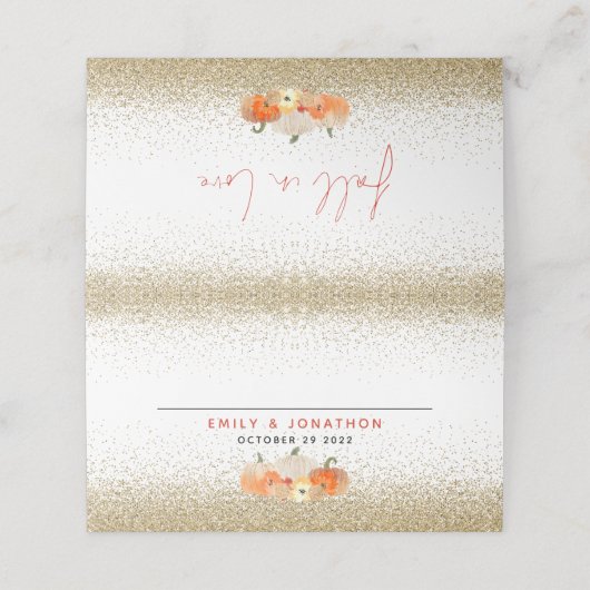 Pumpkins Glitter Herfst in Love Names Wedplace Plaatskaartje (Buitenkant ongevouwen)