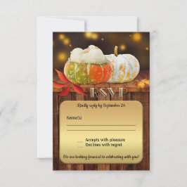 Pumpkins Gold Fall Wedding RSVP-kaart Kaart