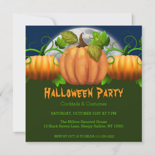 Pumpkins Halloween Party Invitation Kaart (Voorkant)