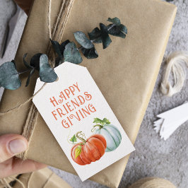 Pumpkins Happy Friendsgiving, verbrande oranje her Cadeaulabel