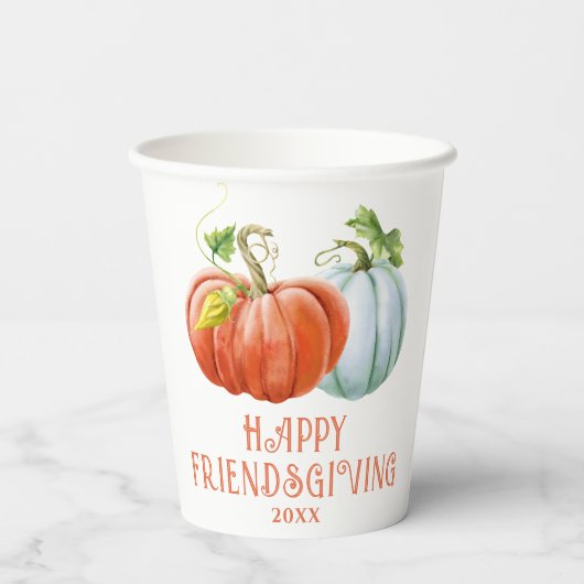 Pumpkins Happy Friendsgiving, verbrande oranje her Papieren Bekers (Achterkant)