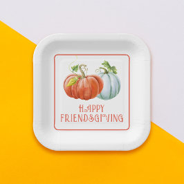 Pumpkins Happy Friendsgiving, verbrande oranje her Papieren Bordje