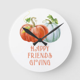 Pumpkins Happy Friendsgiving, verbrande oranje her Ronde Klok