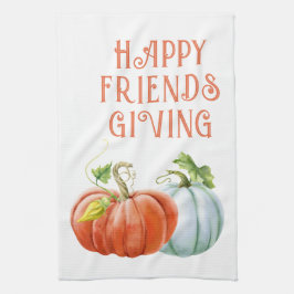 Pumpkins Happy Friendsgiving, verbrande oranje her Theedoek