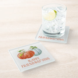 Pumpkins Happy Friendsgiving verbrande sinaasappel Glazen Onderzetter