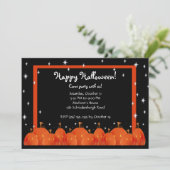 Pumpkins Happy Halloween Party Invitation Kaart (Staand voorkant)