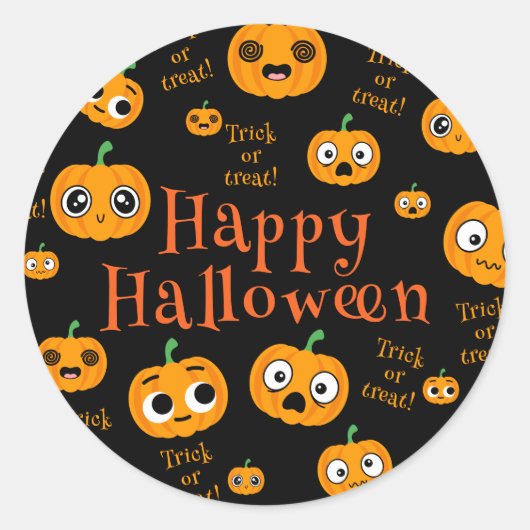Pumpkins Happy Halloween Trick or treat Ronde Sticker (Voorkant)