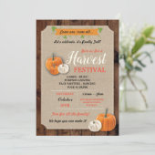 Pumpkins Harvest Festival Rustic Chalk Invite Kaart (Staand voorkant)