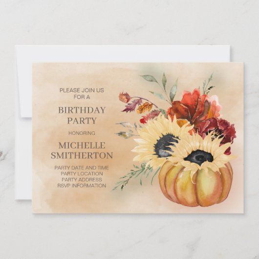 Pumpkins Herfst Autumn Floral Flowers Birthday Par Kaart (Voorkant)