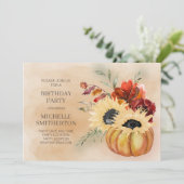 Pumpkins Herfst Autumn Floral Flowers Birthday Par Kaart (Staand voorkant)