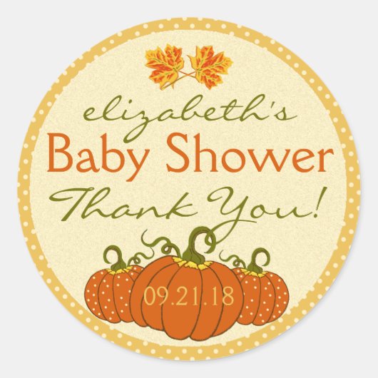 Pumpkins Herfst Baby shower Dank u Ronde Sticker (Voorkant)