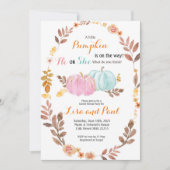 Pumpkins Herfst Gender Reveal Pink Blue Invitation Kaart (Voorkant)