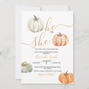 Pumpkins hij of zij minimalistische gender reveal  kaart