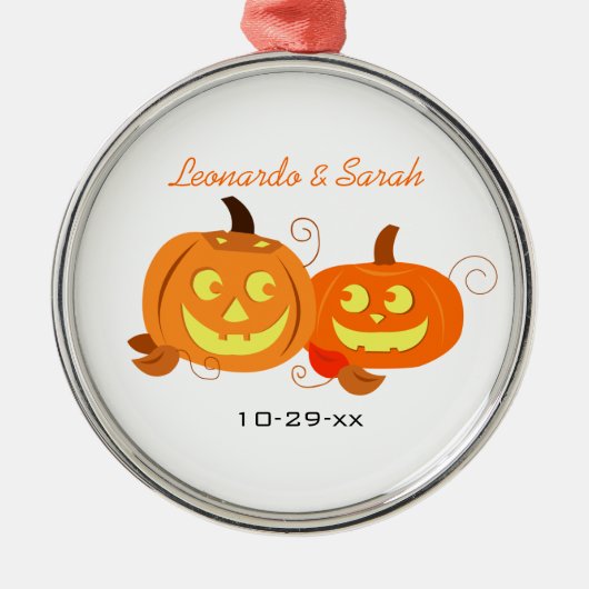 Pumpkins Jack O Lantern Couple Custom Ornament (Voorkant)