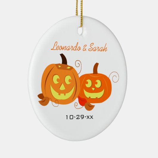 Pumpkins Jack O Lantern Couple Custom Ornament (Rechts)