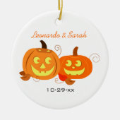 Pumpkins Jack O Lantern Couple Custom Ornament (Voorkant)