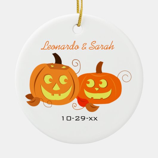 Pumpkins Jack O Lantern Couple Custom Ornament (Voorkant)