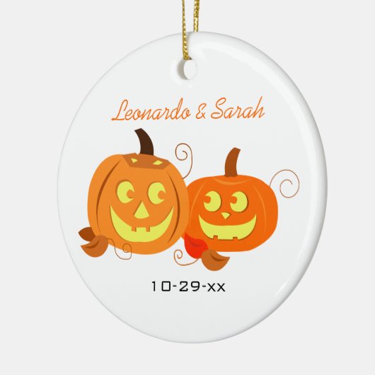 Pumpkins Jack O Lantern Couple Custom Ornament (Links)