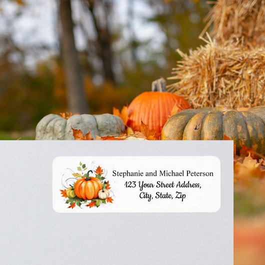 Pumpkins Maple Trees Leaves Return Address Etiket