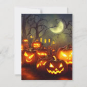 Pumpkins & Moons Halloween Party Kaart (Achterkant)