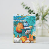 Pumpkins on the Beach Flat Card (Staand voorkant)